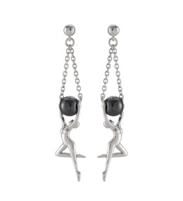 Boucles d'oreilles Jourdan Bijoux Grace, argent 925/1000 et Hématite AMK 032