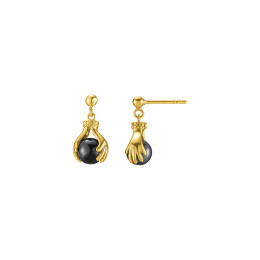 Boucles d'oreilles Jourdan Bijoux Helicé, argent 925/1000 Doré et Hématite AMK 091