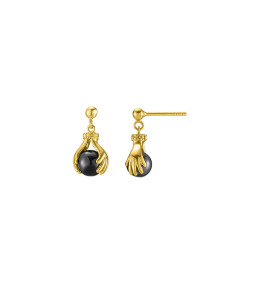 Boucles d'oreilles Jourdan Bijoux Helicé, argent 925/1000 Doré et Hématite AMK 091
