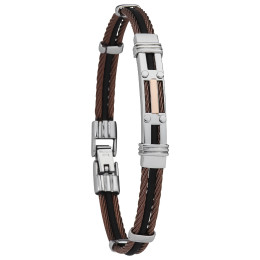 Bracelet Jourdan Bijoux Chabrieres, Acier, Cable,Caoutchouc, Or 750/1000 FZ 063 MA