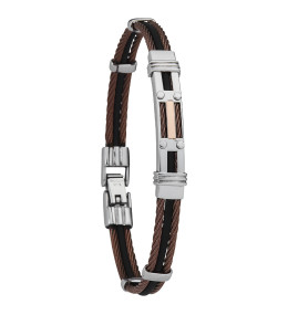 Bracelet Jourdan Bijoux Chabrieres, Acier, Cable,Caoutchouc, Or 750/1000 FZ 063 MA