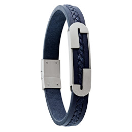 Bracelet Jourdan Bijoux Vasco, Cuir Marine - Acier HB 048 H
