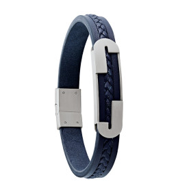 Bracelet Jourdan Bijoux Vasco, Cuir Marine - Acier HB 048 H