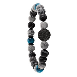 Le Bracelet Jourdan Bijoux, Yasur, Oeil De Tigre bleu, flocon de neige, Acier JH100017B