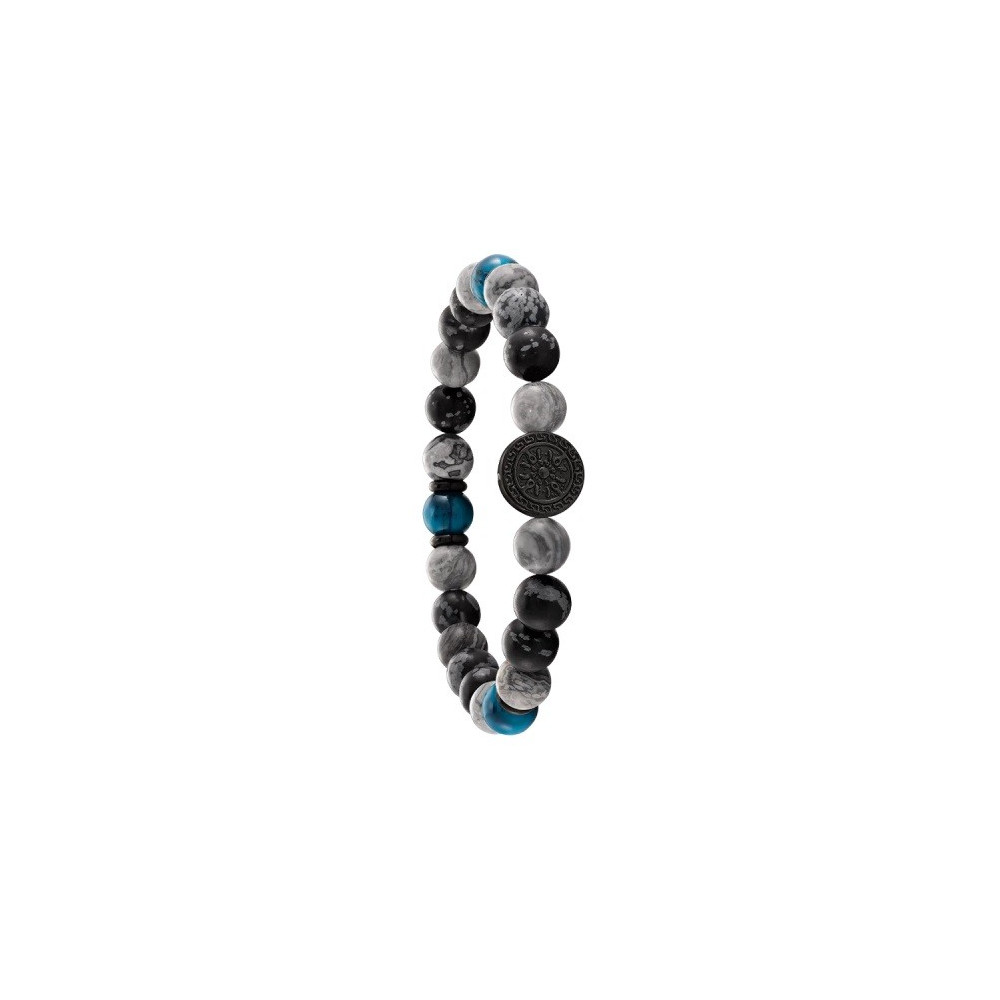 Le Bracelet Jourdan Bijoux, Yasur, Oeil De Tigre bleu, flocon de neige, Acier JH100017B