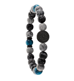 Le Bracelet Jourdan Bijoux, Yasur, Oeil De Tigre bleu, flocon de neige, Acier JH100017B