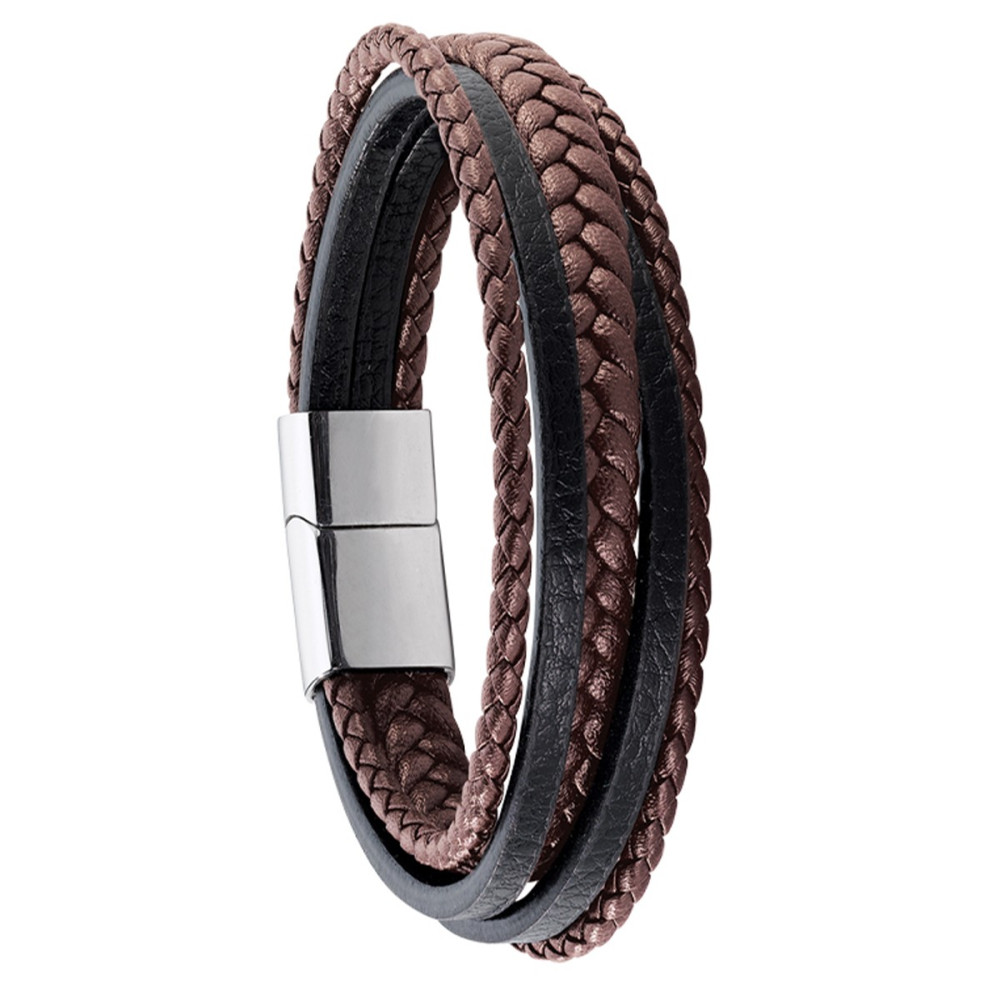 Bracelet Jourdan Bijoux Byron, Cuir Bicolore, Acier KA 003 H