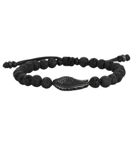 Bracelet acier vintage et pierres de lave Phebus Legend Ref. 35-1098