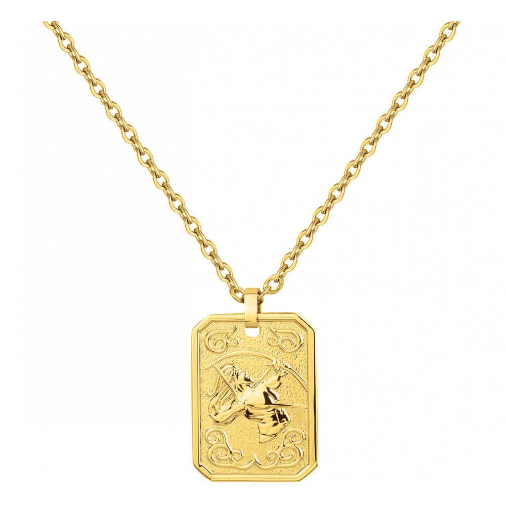 Collier acier PVD jaune, signe du zodiaque sagittaire Phebus Legend 75-0234