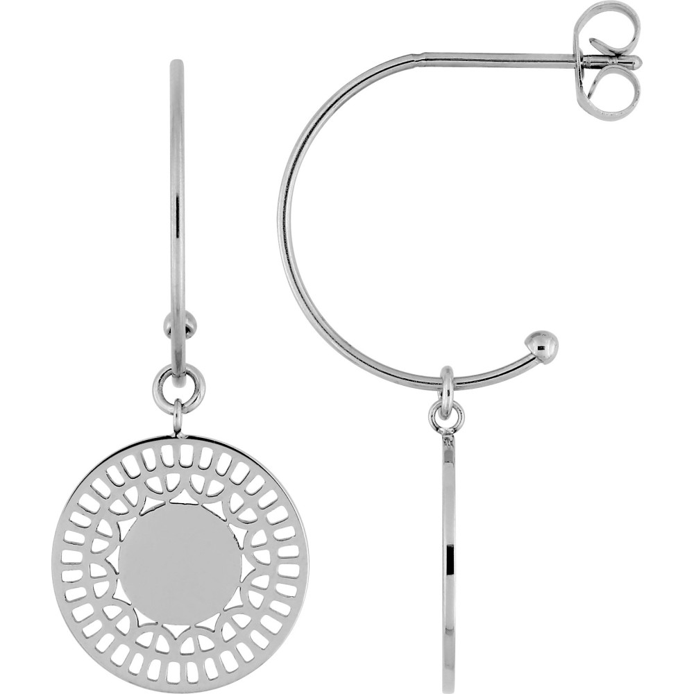 Les Boucles d'oreilles demi-créoles femme, acier, motif dentelle by Stauffer