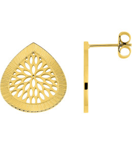 Les Boucles d'oreilles femme, acier doré jaune, motif dentelle by Stauffer