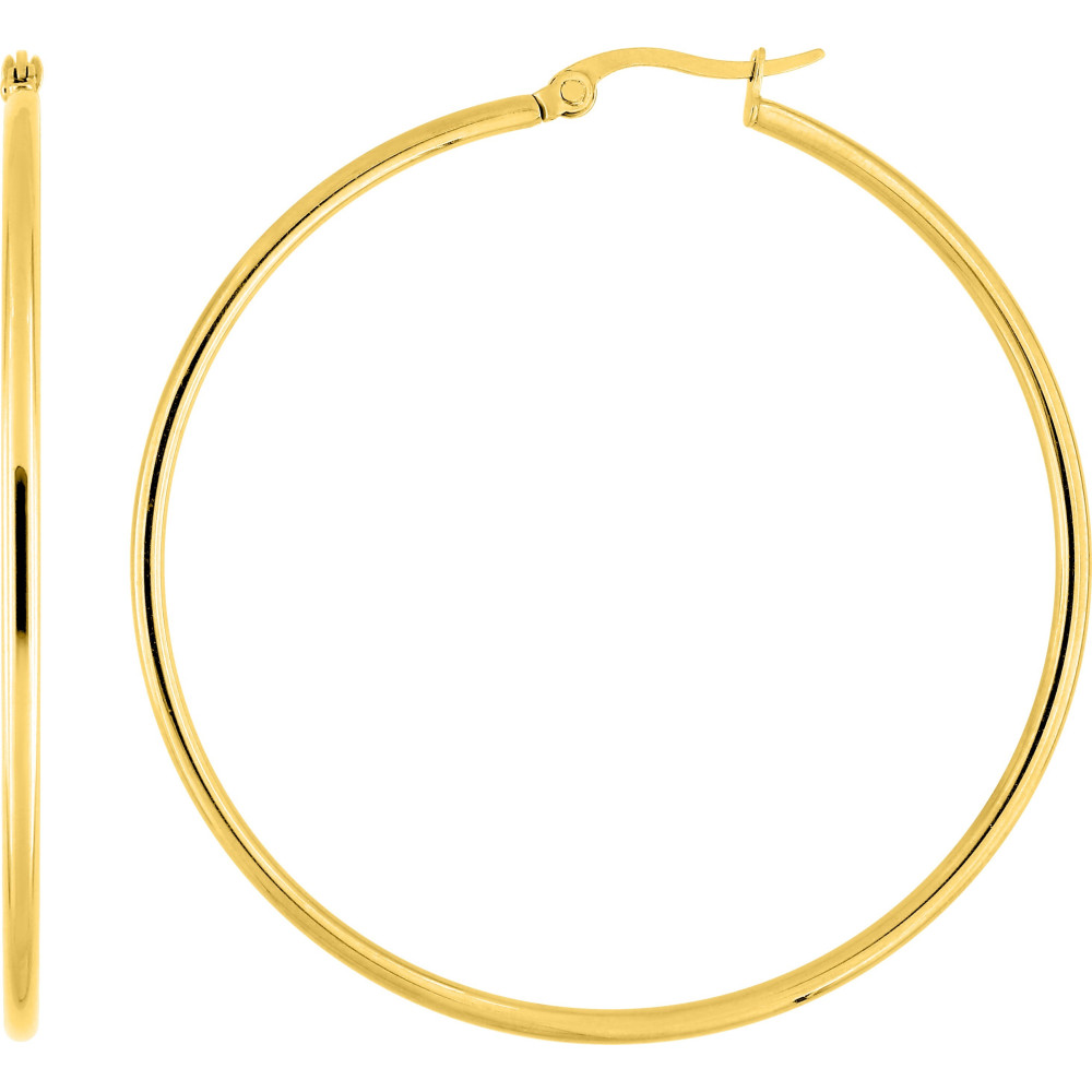 Les Boucles d'oreilles créoles femme, acier doré jaune, fil rond, diamètre 55 mm by Stauffer