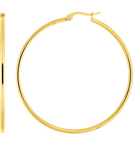 Les Boucles d'oreilles créoles femme, acier doré jaune, fil rond, diamètre 55 mm by Stauffer