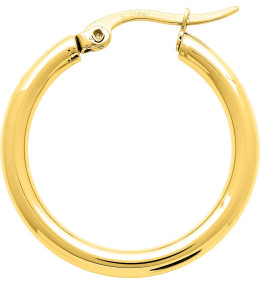 Les Boucles d'oreilles créoles femme, acier doré jaune, fil rond, diamètre 25 mm by Stauffer