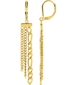 Les Boucles d'oreilles pendantes femme, acier doré jaune, avec 3 chaînes by Stauffer