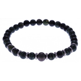 Le Bracelet pierres naturelles jaspe Kambaba avec inserts acier