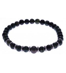 Le Bracelet pierres naturelles jaspe Kambaba avec inserts acier