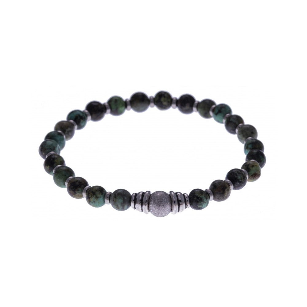 Le Bracelet pierres naturelles turquoise reconstituée avec inserts acier