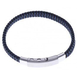 Le Bracelet acier et tissus tressé bleu et noir, acier by Stauffer