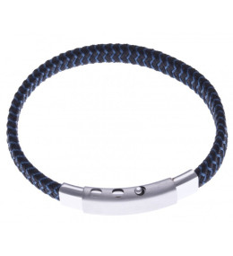 Le Bracelet acier et tissus tressé bleu et noir, acier by Stauffer