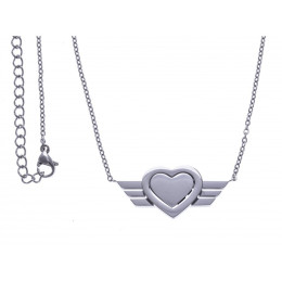 Le Collier femme acier, coeur ailé, acier by Stauffer
