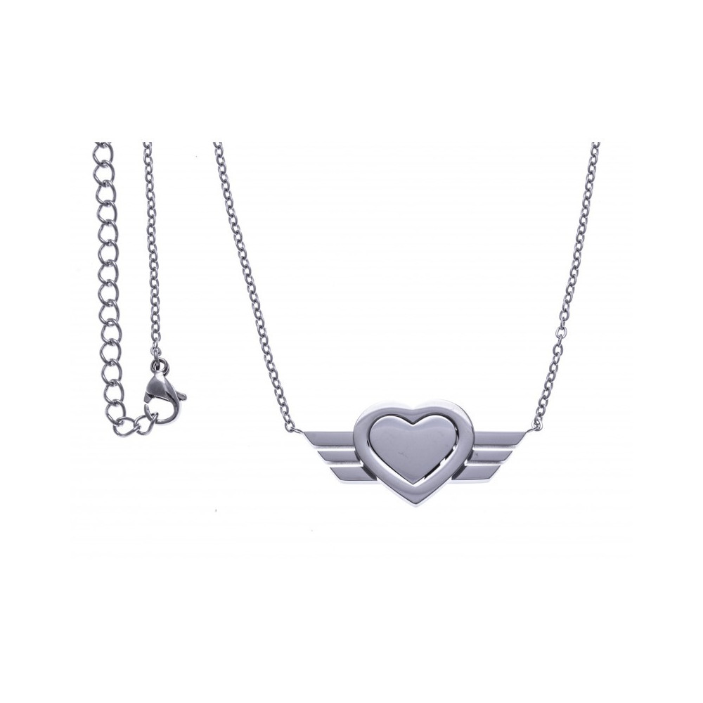 Le Collier femme acier, coeur ailé, acier by Stauffer