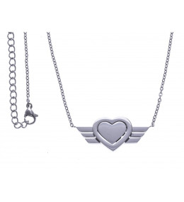 Le Collier femme acier, coeur ailé, acier by Stauffer