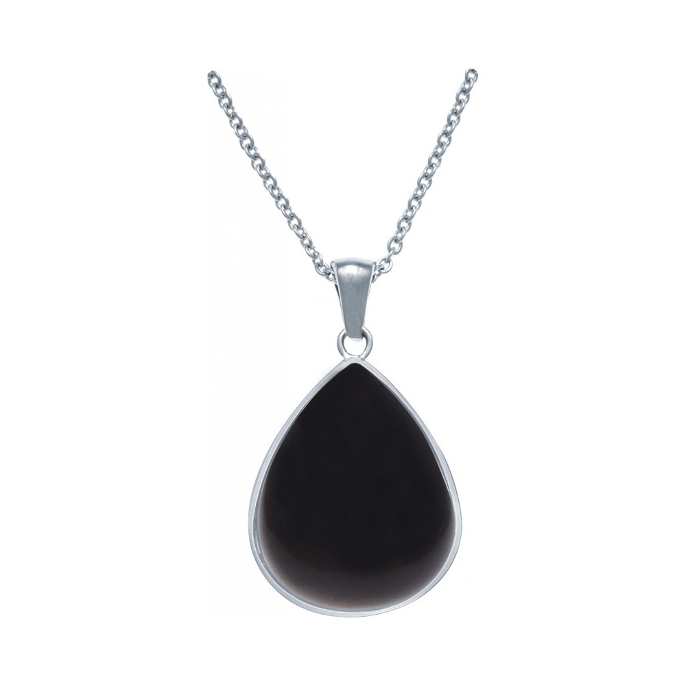 Le Collier acier, goutte de 15 mmX18 mm, onyx, Yola - IH 448