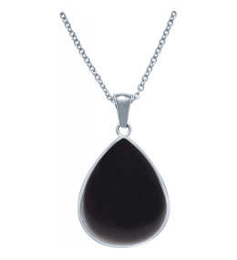Le Collier acier, goutte de 15 mmX18 mm, onyx, Yola - IH 448