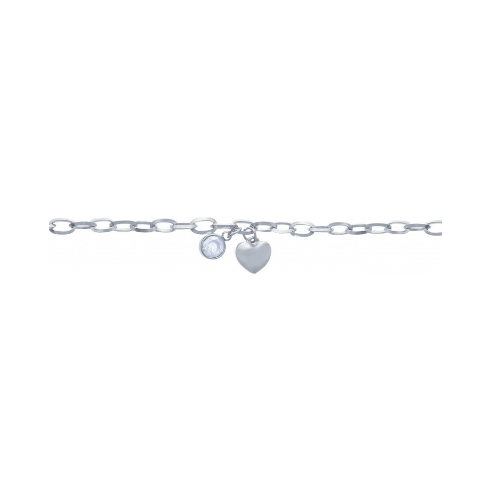 La Chevillère femme acier, motif coeur et oxyde de zirconium, acier by Stauffer
