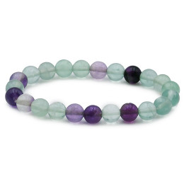 Bracelet pierres naturelles 8 mm fluorine multicolore AB