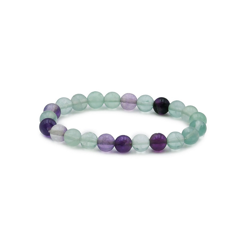 Bracelet pierres naturelles 8 mm fluorine multicolore AB