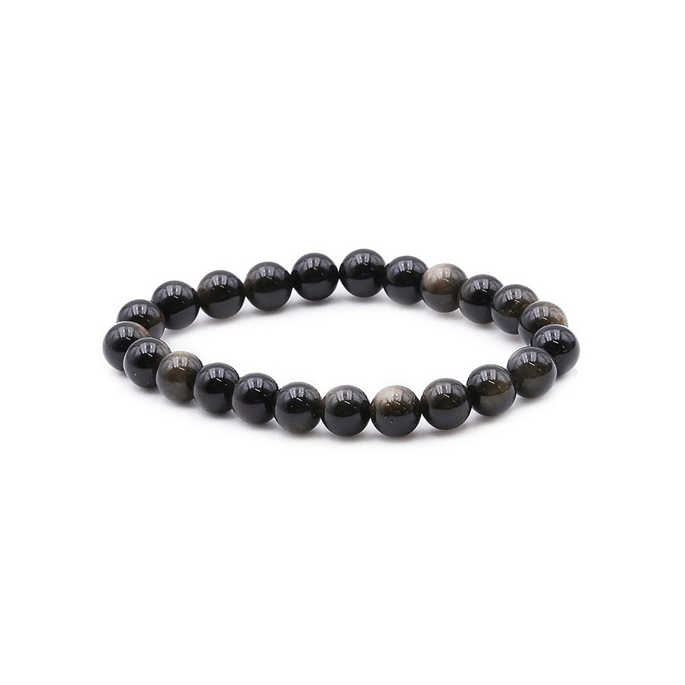 Bracelet pierres naturelles 8mm obsidienne dorée A
