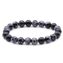 Bracelet pierres naturelles 8mm obsidienne flocon de neige AB