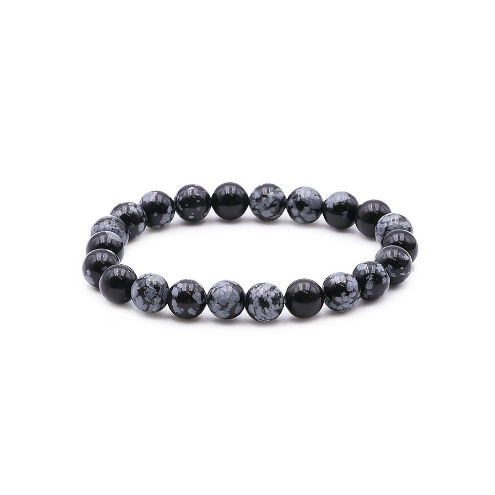 Bracelet pierres naturelles 8mm obsidienne flocon de neige AB