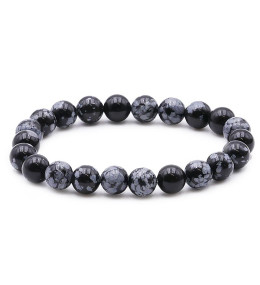 Bracelet pierres naturelles 8mm obsidienne flocon de neige AB