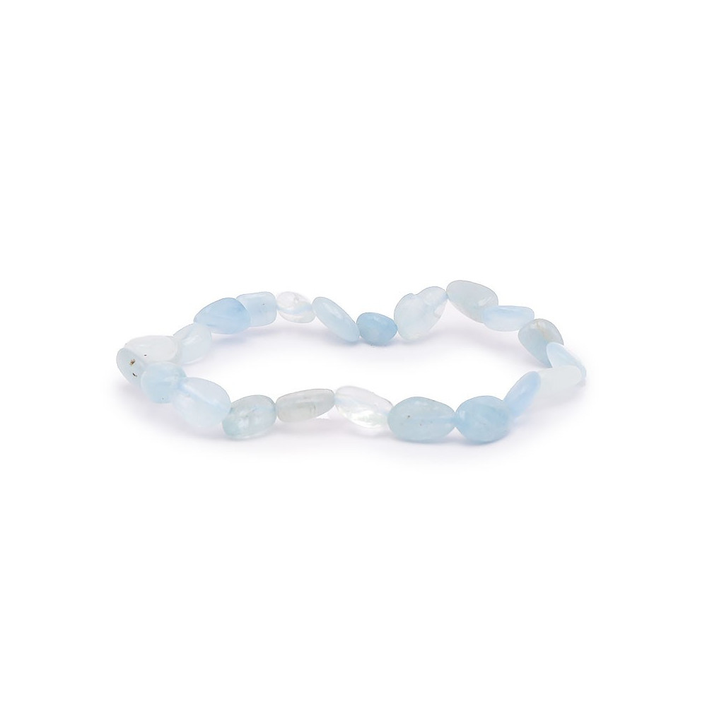 Bracelet pierres naturelles pierres roulées aigue marine A
