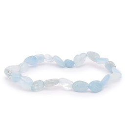 Bracelet pierres naturelles pierres roulées aigue marine A