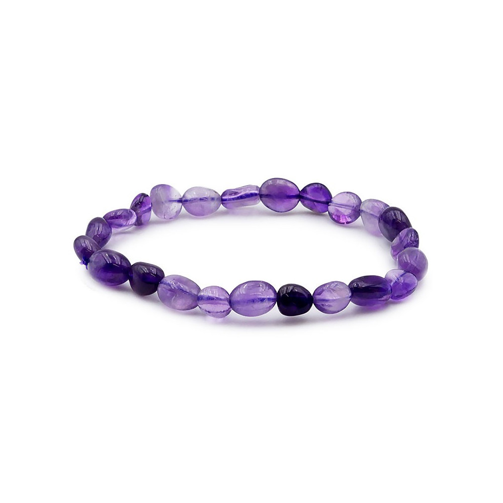 Bracelet pierres naturelles pierres roulées améthyste brésil AA