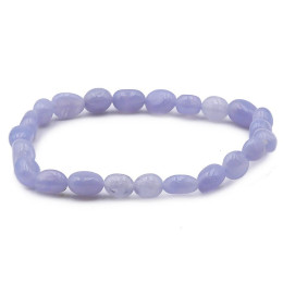 Bracelet pierres naturelles pierres roulées calcédoine bleue A