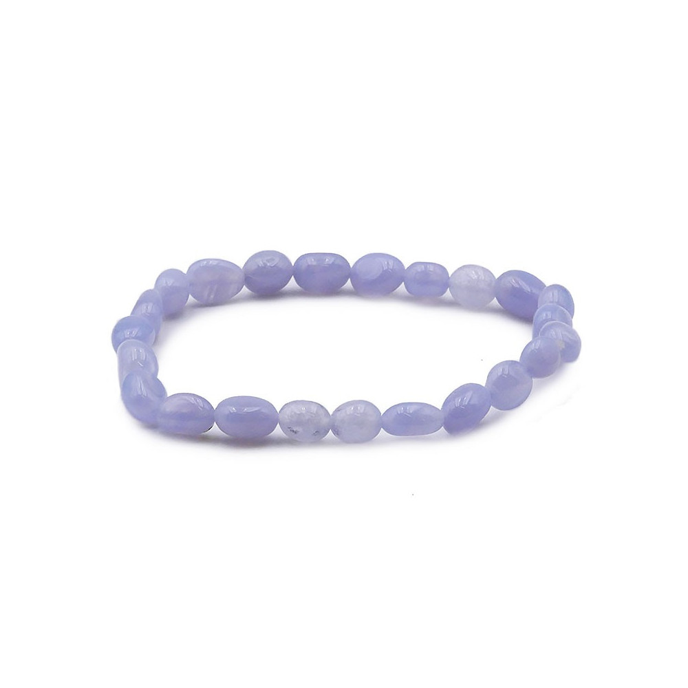 Bracelet pierres naturelles pierres roulées calcédoine bleue A