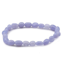 Bracelet pierres naturelles pierres roulées calcédoine bleue A