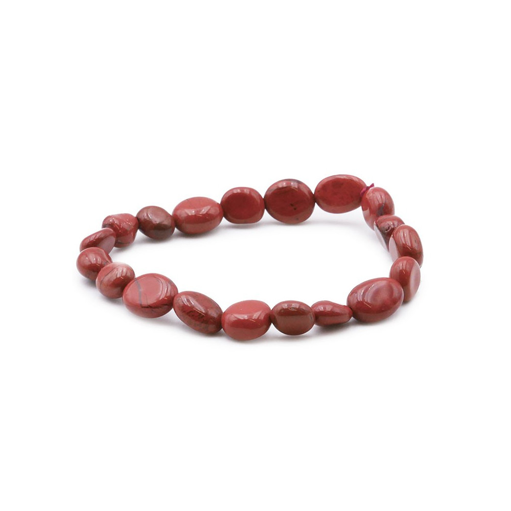 Bracelet pierres naturelles pierres roulées jaspe rouge AB