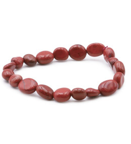 Bracelet pierres naturelles pierres roulées jaspe rouge AB