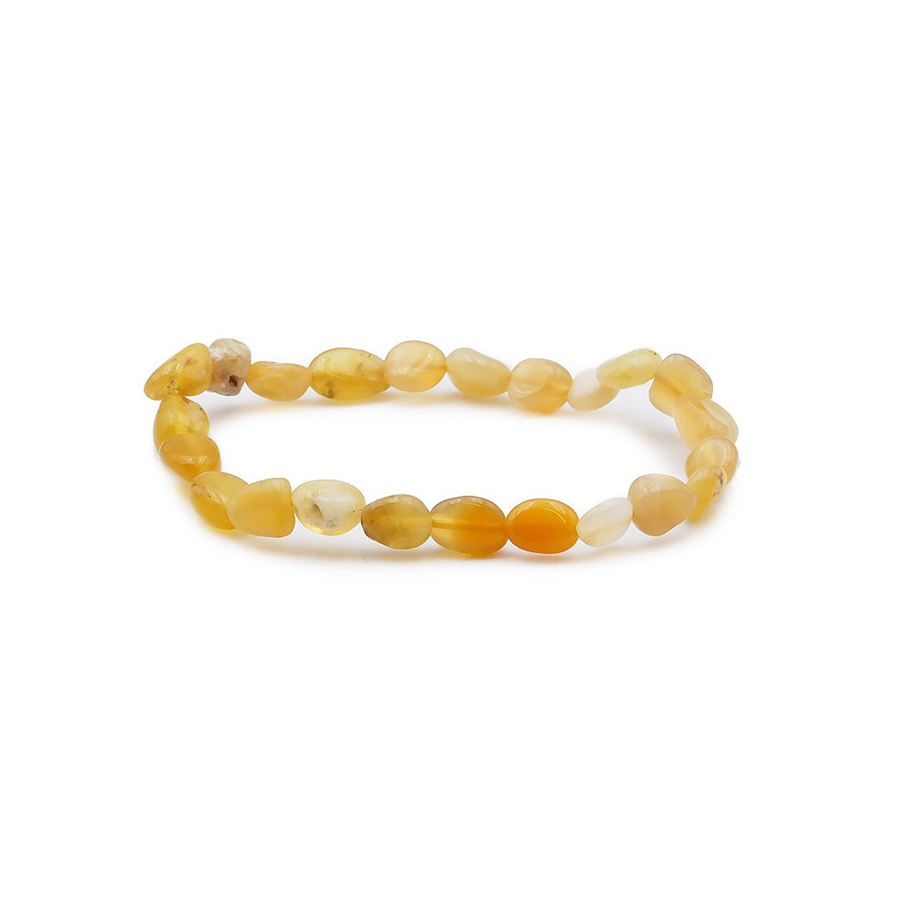 Bracelet pierres naturelles pierres roulées opale jaune AB