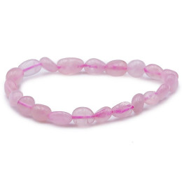 Bracelet pierres naturelles pierres roulées quartz rose AB