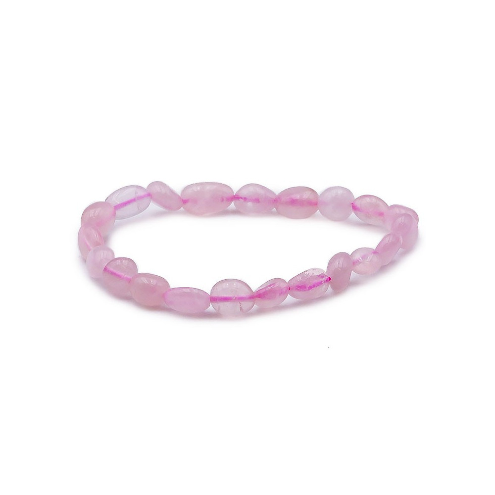 Bracelet pierres naturelles pierres roulées quartz rose AB