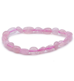 Bracelet pierres naturelles pierres roulées quartz rose AB