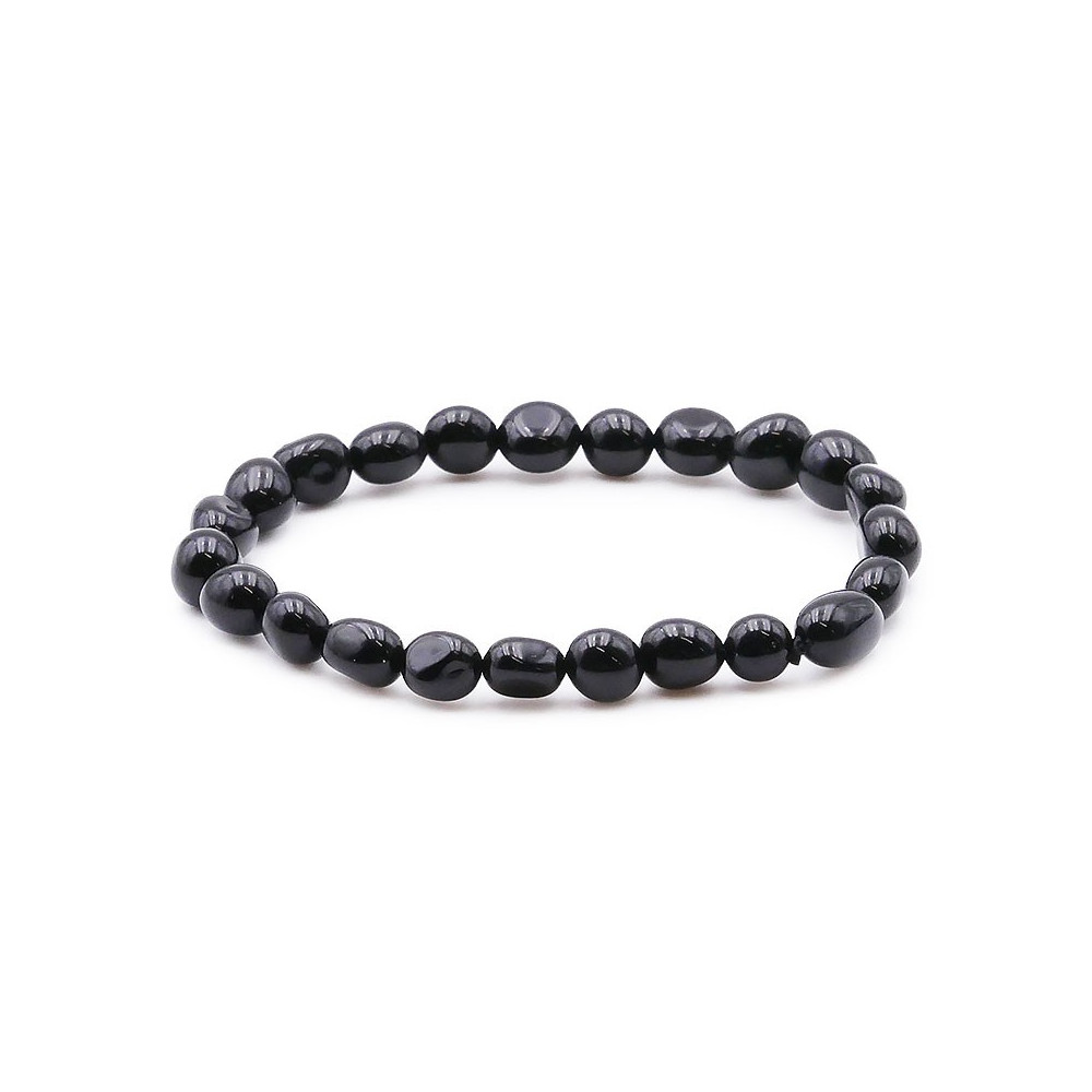 Bracelet pierres naturelles pierres roulées tourmaline noire A