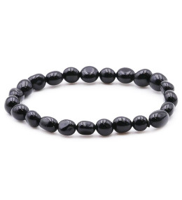 Bracelet pierres naturelles pierres roulées tourmaline noire A